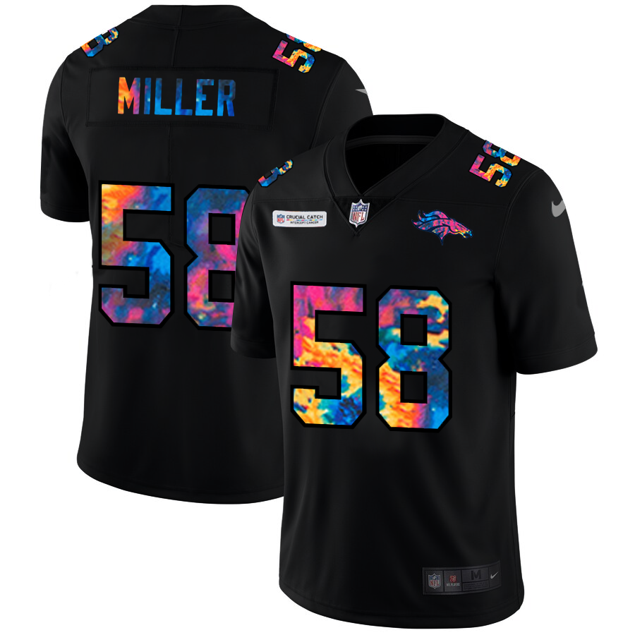NFL Denver Broncos #58 Von Miller Men Nike MultiColor Black 2020  Crucial Catch Vapor Untouchable Limited Jersey